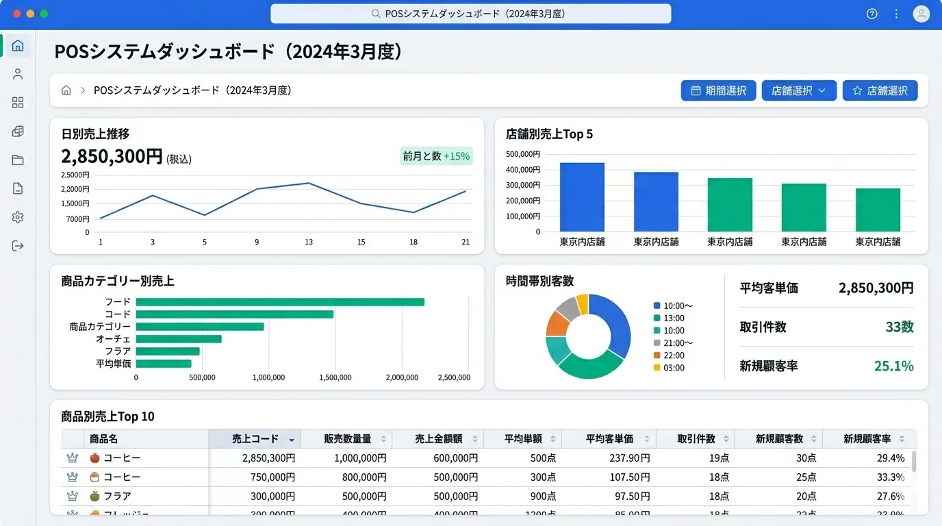 改善後のダッシュボード・レポート画面