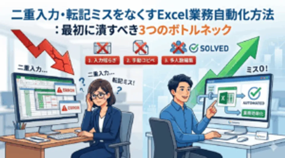 二重入力・転記ミスをなくすExcel業務自動化方法：最初に潰すべき3つのボトルネック