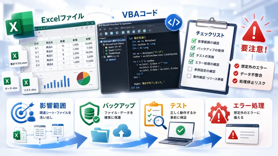 Excelマクロを修正する前に確認すべきこと｜VBA改修の失敗を防ぐチェックポイント