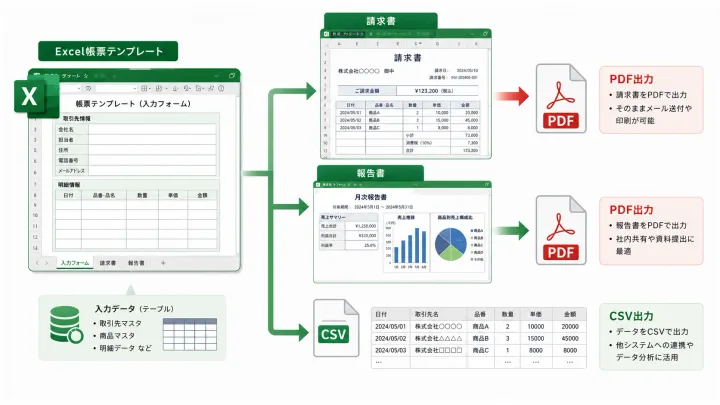 Excel帳票を自動作成する方法｜請求書・報告書・PDF出力を効率化する考え方